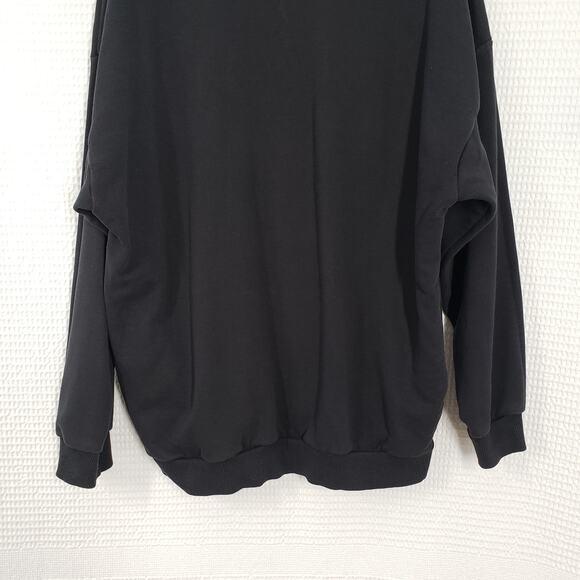 Adidas Sweatshirt Womens XL Black Crewneck Oversized Faded Pockets Casual Goth - Picture 14 of 16
